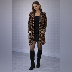 Leopard Print Open Front Cardigan